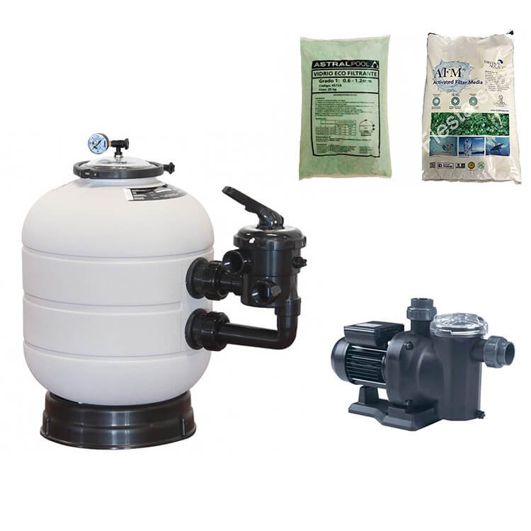 Filtro Astralpool Millenium + Bomba Sena + Vidrio