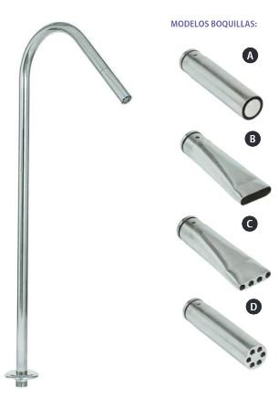 Cañón para piscina Tahití en acero inoxidable Aisi 316L