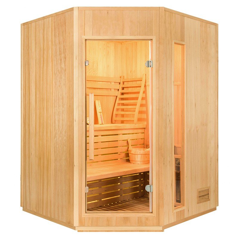 Sauna tradicional de vapor Zen angular rinconera 3-4 personas