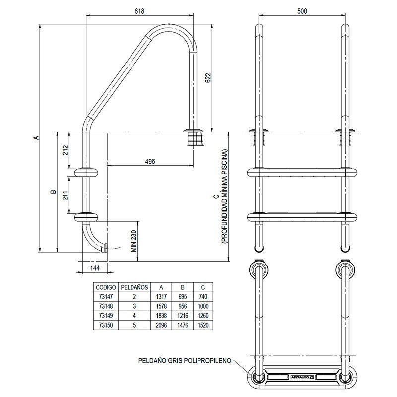 Escalera Komfy Aisi-316 AstralPool - Imagen 2