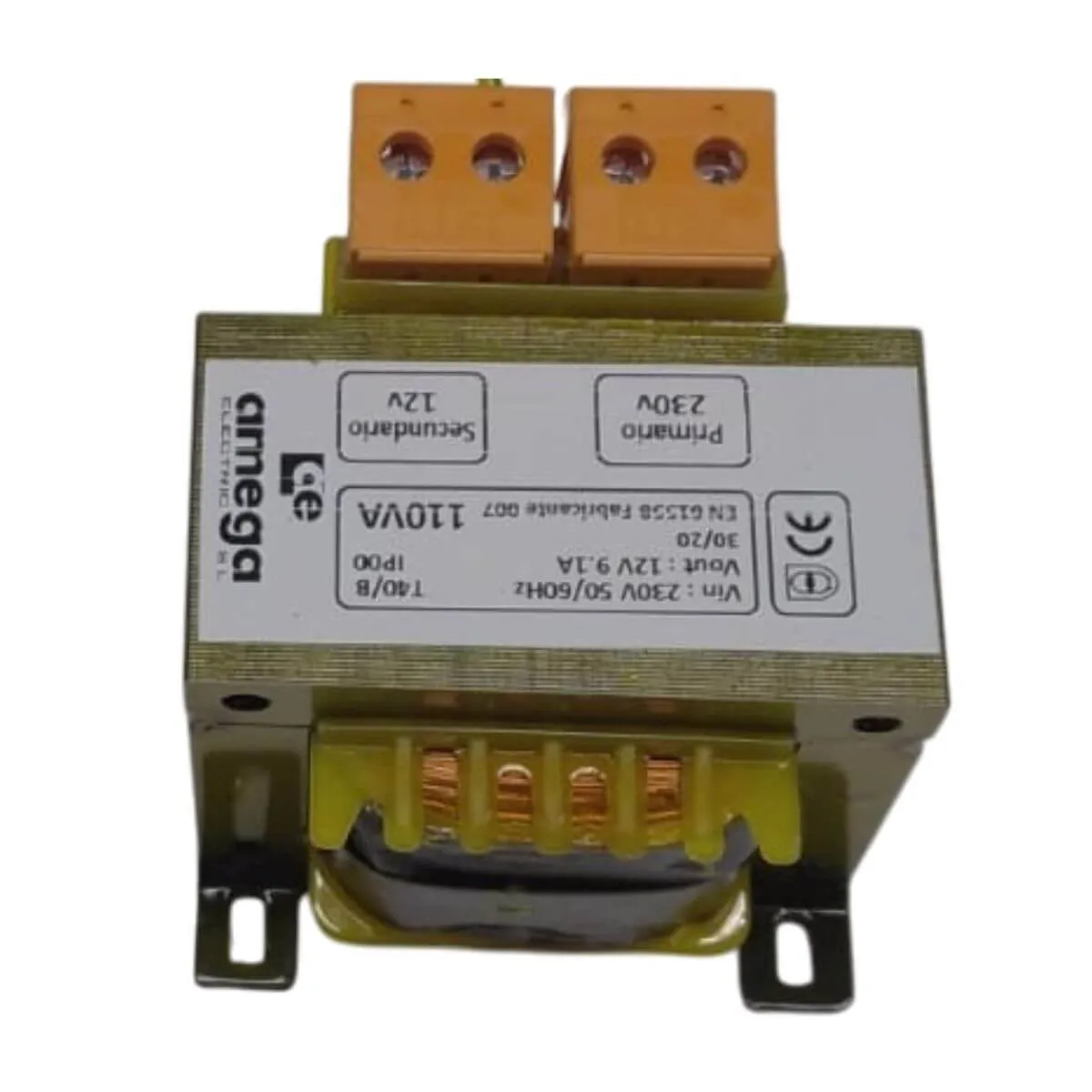 Transformador de seguridad 230V/12V con aislamiento galvánico IP00