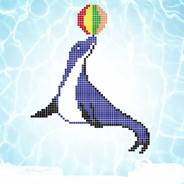 Dibujo gresite piscina foca con pelota